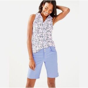 Lilly Pulitzer Luxletic Fairway Performance Golf Shorts Blue Peri Sz 10 Stretchy